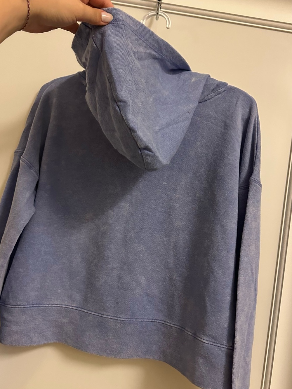 Women’s Top Washed Soft Blue Cropped Hoodie - Picture 4 of 7
